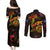 Nauru Couples Matching Puletasi and Long Sleeve Button Shirt Octopus Plumeria Polynesian Tattoo