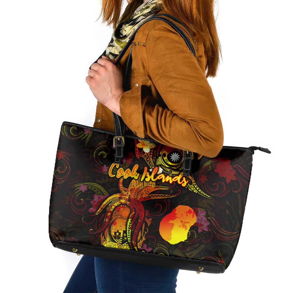 Nauru Leather Tote Bag Octopus Plumeria Polynesian Tattoo