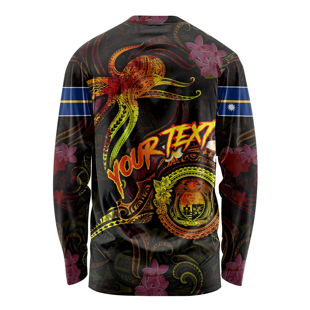 Nauru Long Sleeve Shirt Octopus Plumeria Polynesian Tattoo