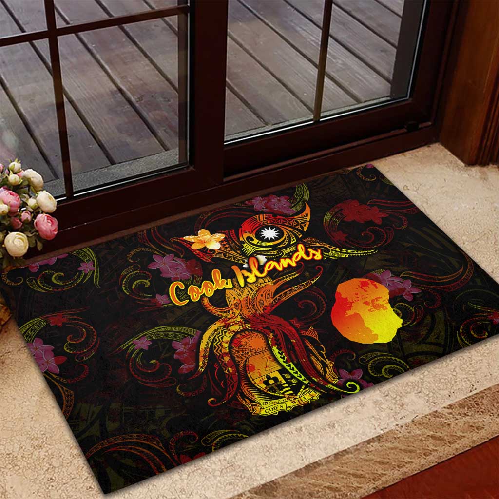 Nauru Rubber Doormat Octopus Plumeria Polynesian Tattoo