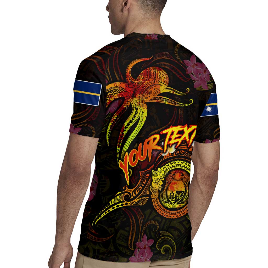 Nauru Rugby Jersey Octopus Plumeria Polynesian Tattoo