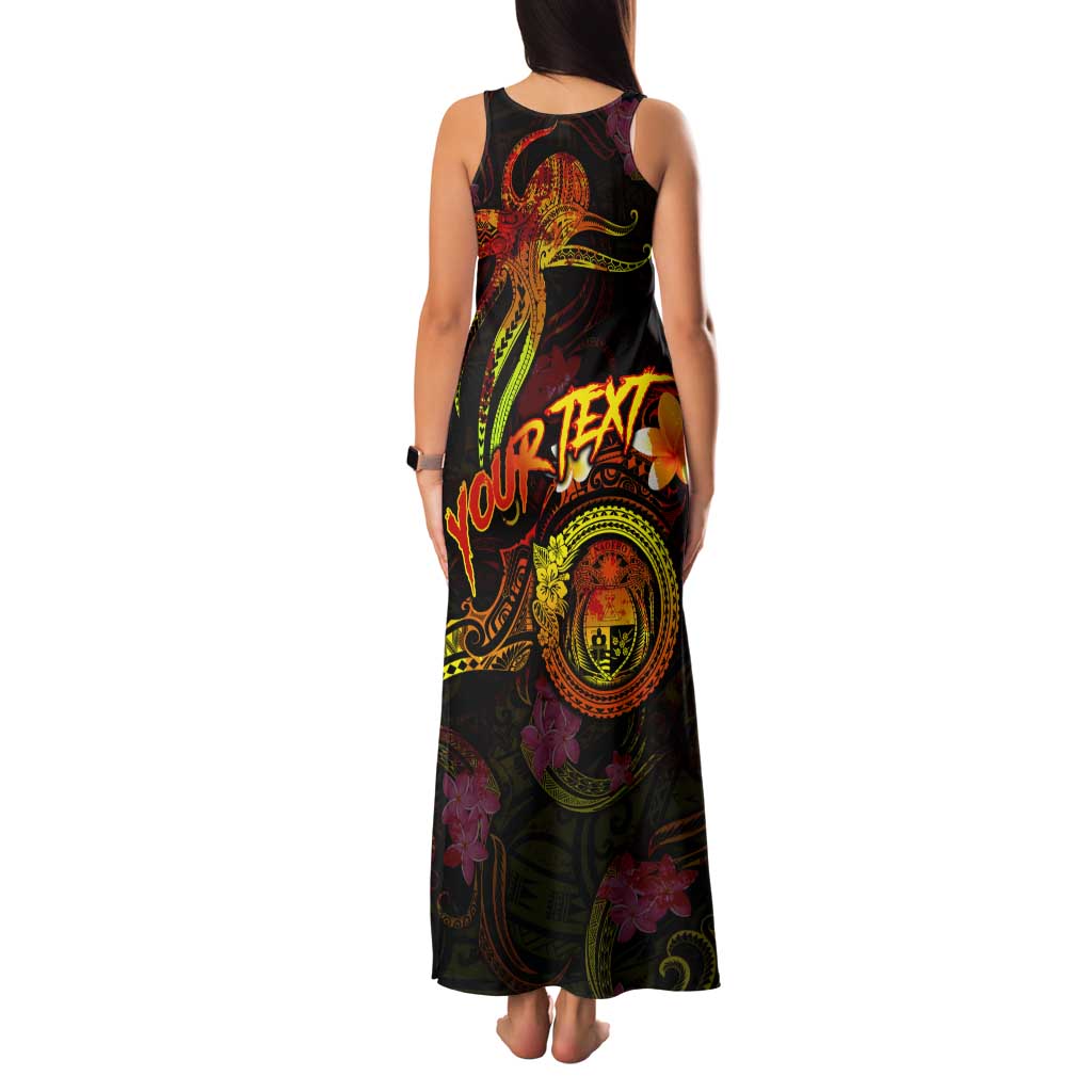 Nauru Tank Maxi Dress Octopus Plumeria Polynesian Tattoo