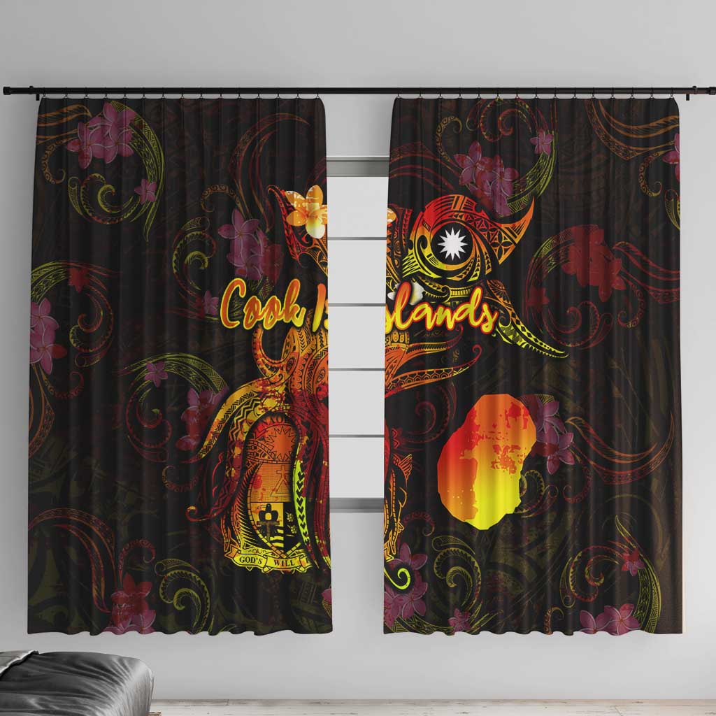 Nauru Window Curtain Octopus Plumeria Polynesian Tattoo