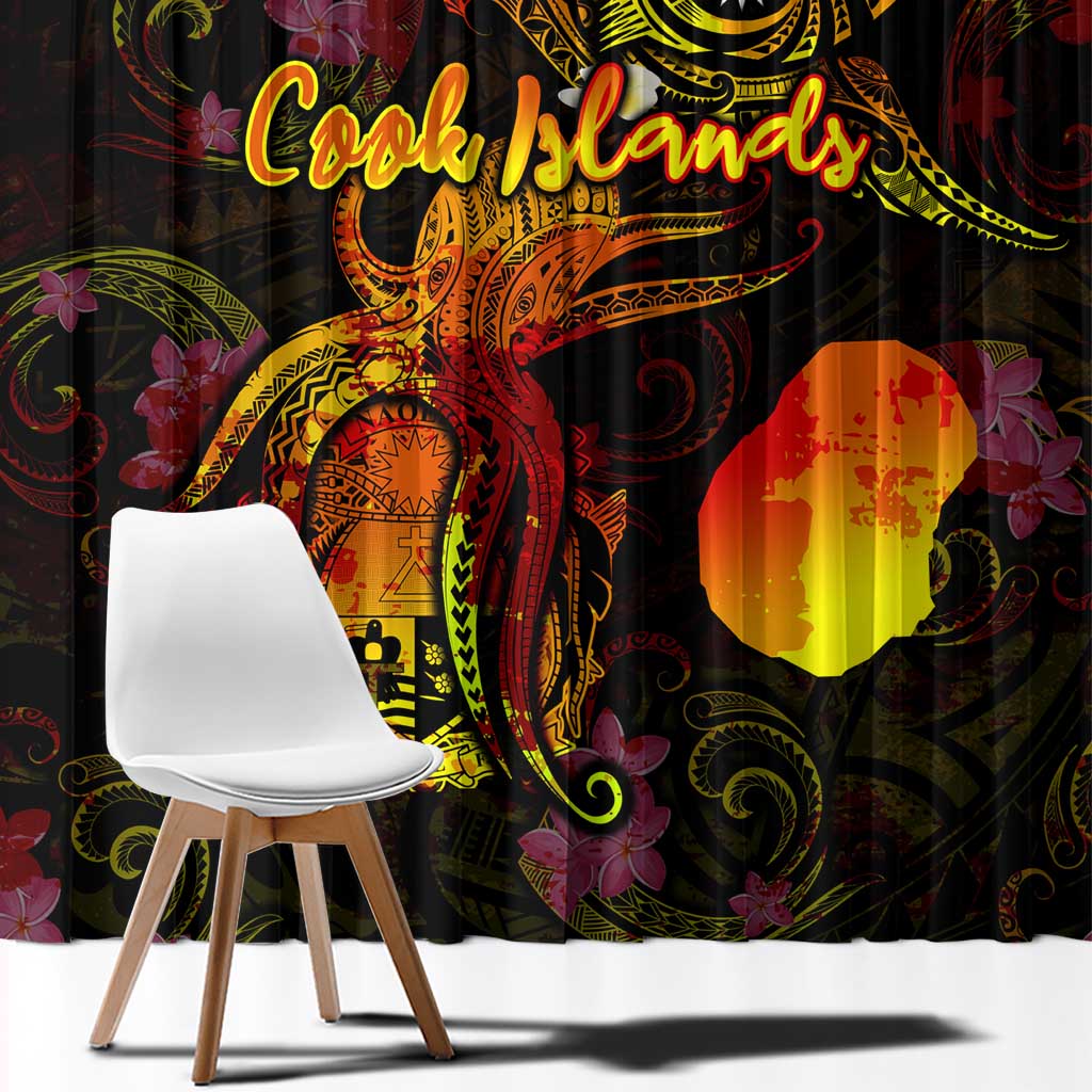 Nauru Window Curtain Octopus Plumeria Polynesian Tattoo