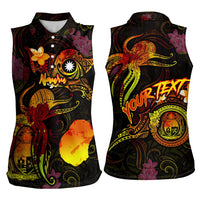 Nauru Women Sleeveless Polo Shirt Octopus Plumeria Polynesian Tattoo
