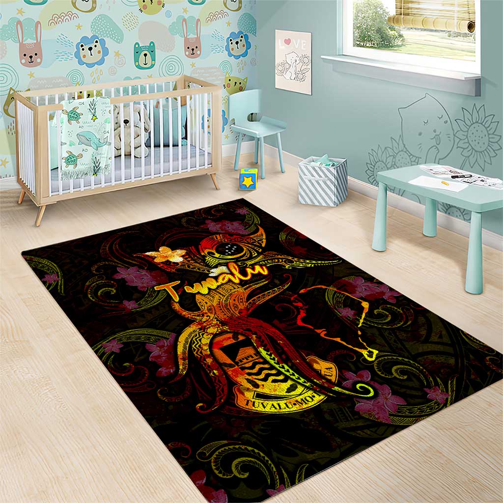 Tuvalu Area Rug Octopus Plumeria Polynesian Tattoo