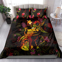 Tuvalu Bedding Set Octopus Plumeria Polynesian Tattoo