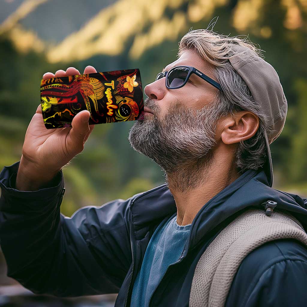 Tuvalu 4 in 1 Can Cooler Tumbler Octopus Plumeria Polynesian Tattoo