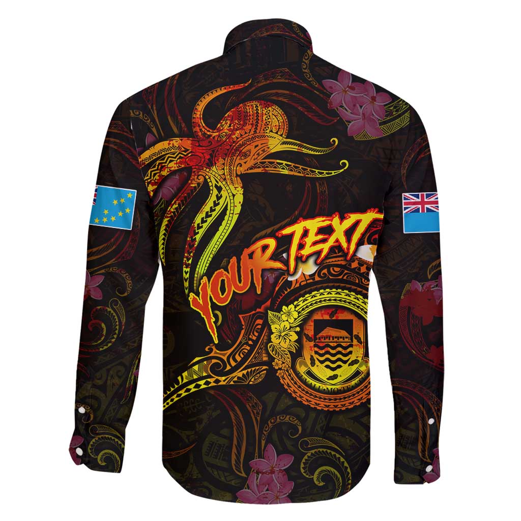 Tuvalu Family Matching Off Shoulder Short Dress and Hawaiian Shirt Octopus Plumeria Polynesian Tattoo