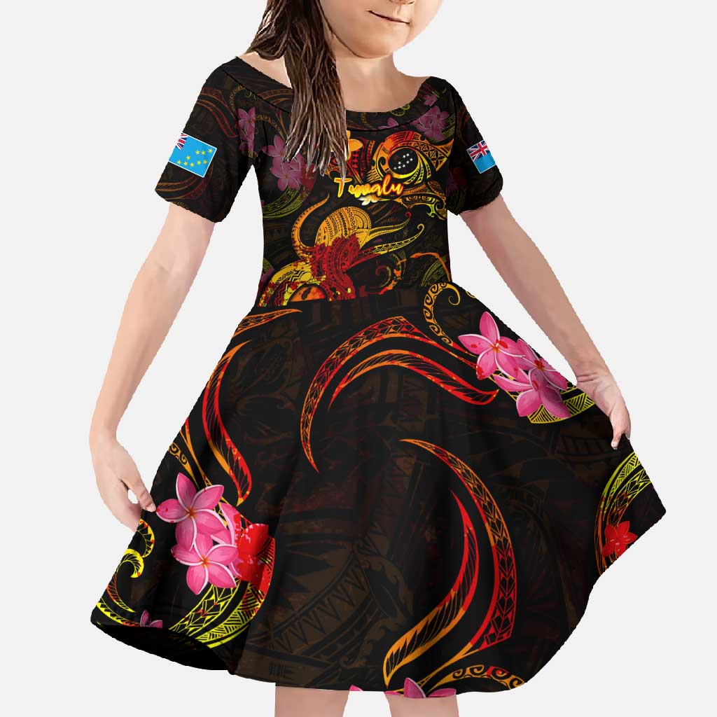 Tuvalu Family Matching Short Sleeve Bodycon Dress and Hawaiian Shirt Octopus Plumeria Polynesian Tattoo