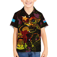 Tuvalu Family Matching Summer Maxi Dress and Hawaiian Shirt Octopus Plumeria Polynesian Tattoo