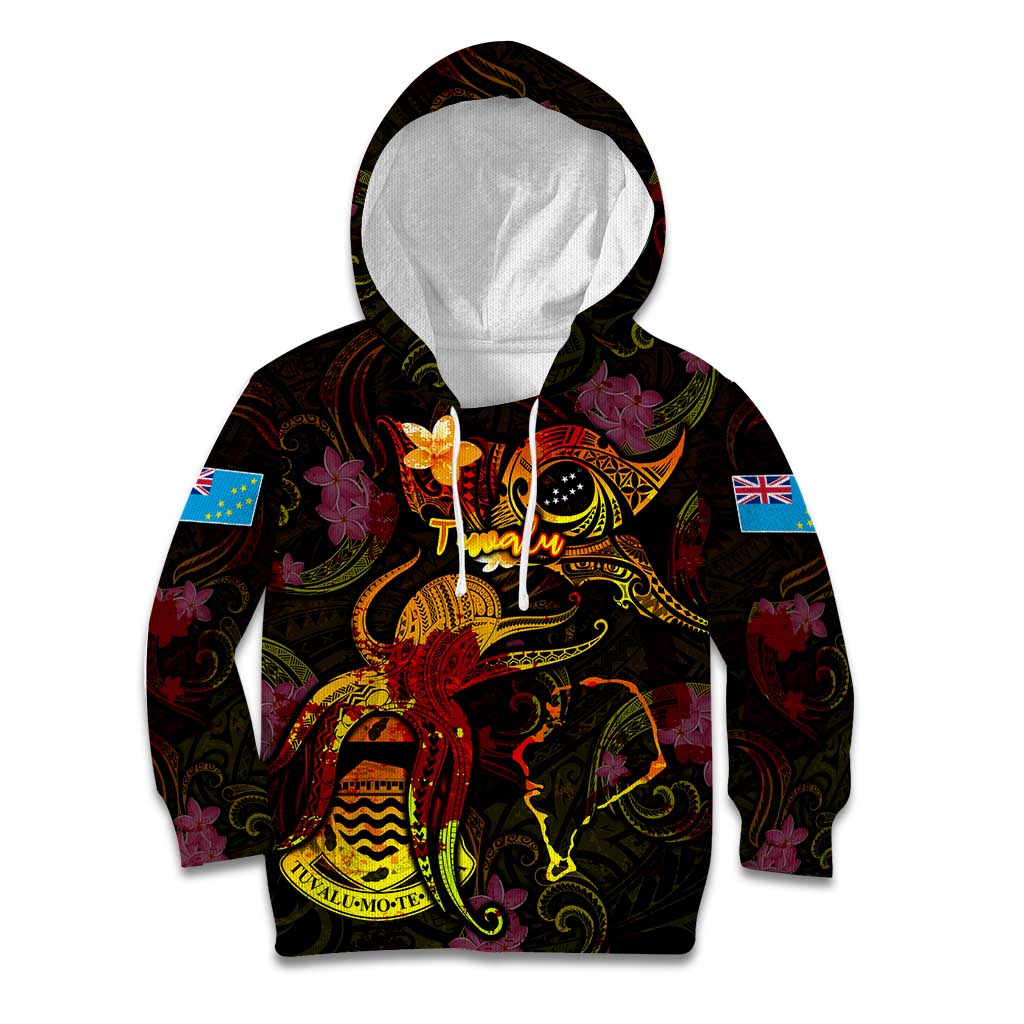 Tuvalu Kid Hoodie Octopus Plumeria Polynesian Tattoo