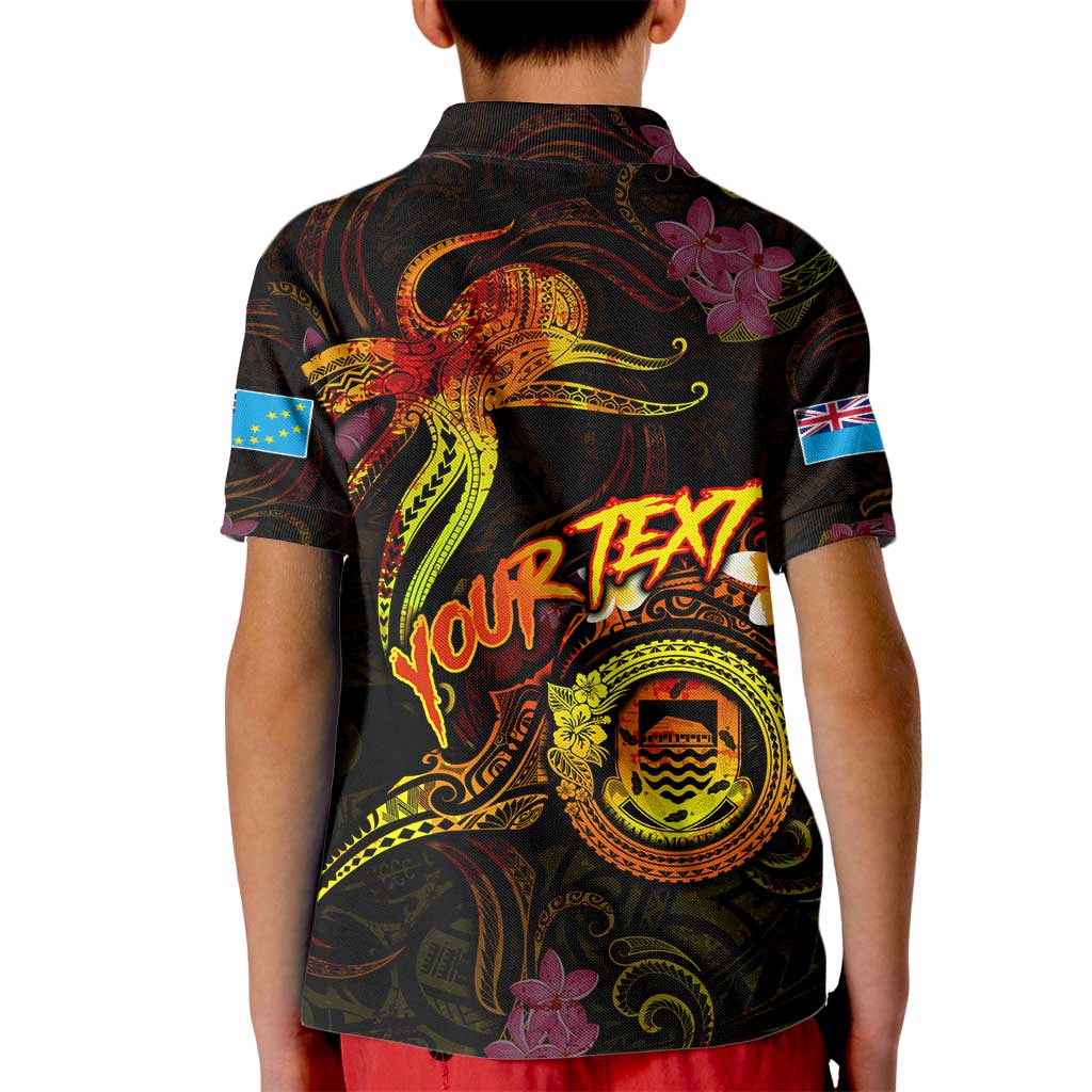 Tuvalu Kid Polo Shirt Octopus Plumeria Polynesian Tattoo