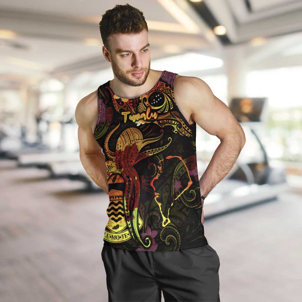 Tuvalu Men Tank Top Octopus Plumeria Polynesian Tattoo