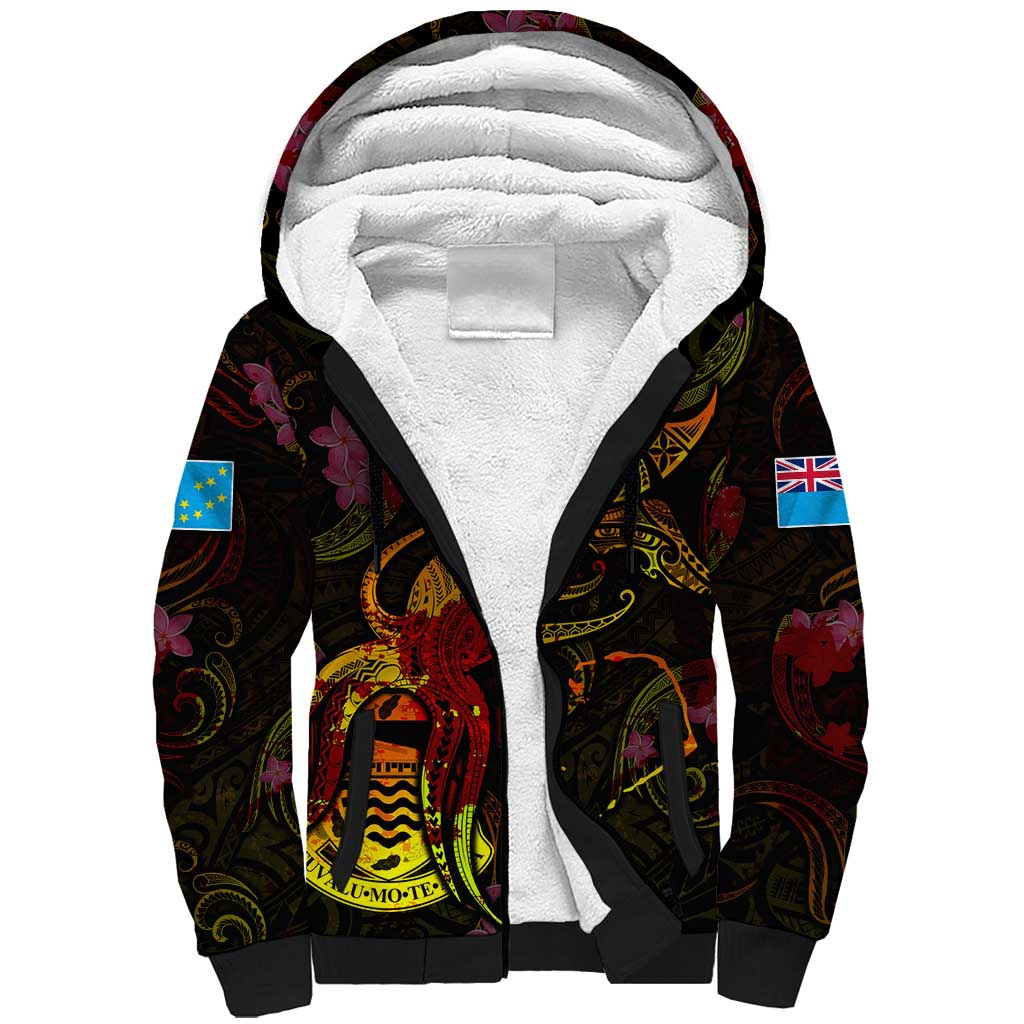 Tuvalu Sherpa Hoodie Octopus Plumeria Polynesian Tattoo