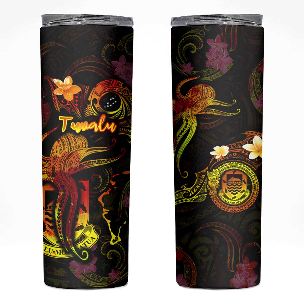 Tuvalu Skinny Tumbler Octopus Plumeria Polynesian Tattoo