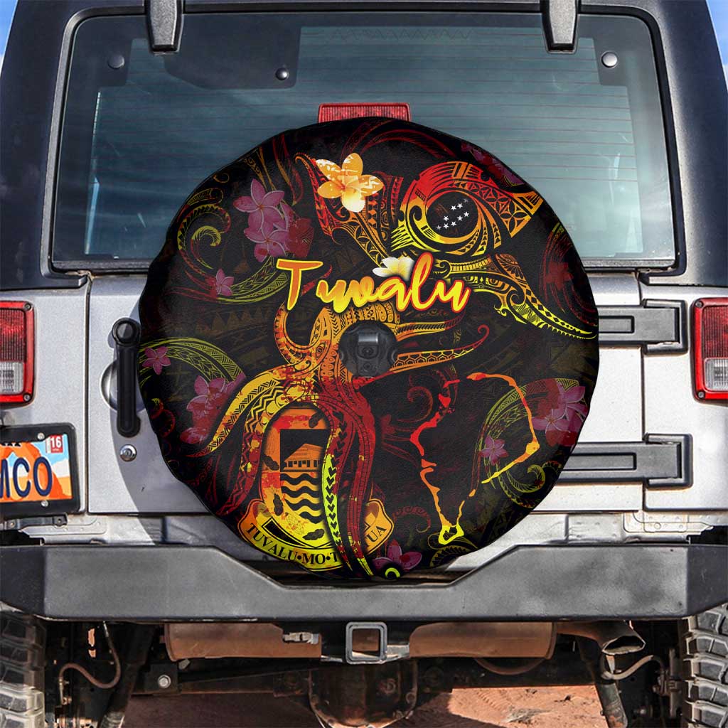 Tuvalu Spare Tire Cover Octopus Plumeria Polynesian Tattoo