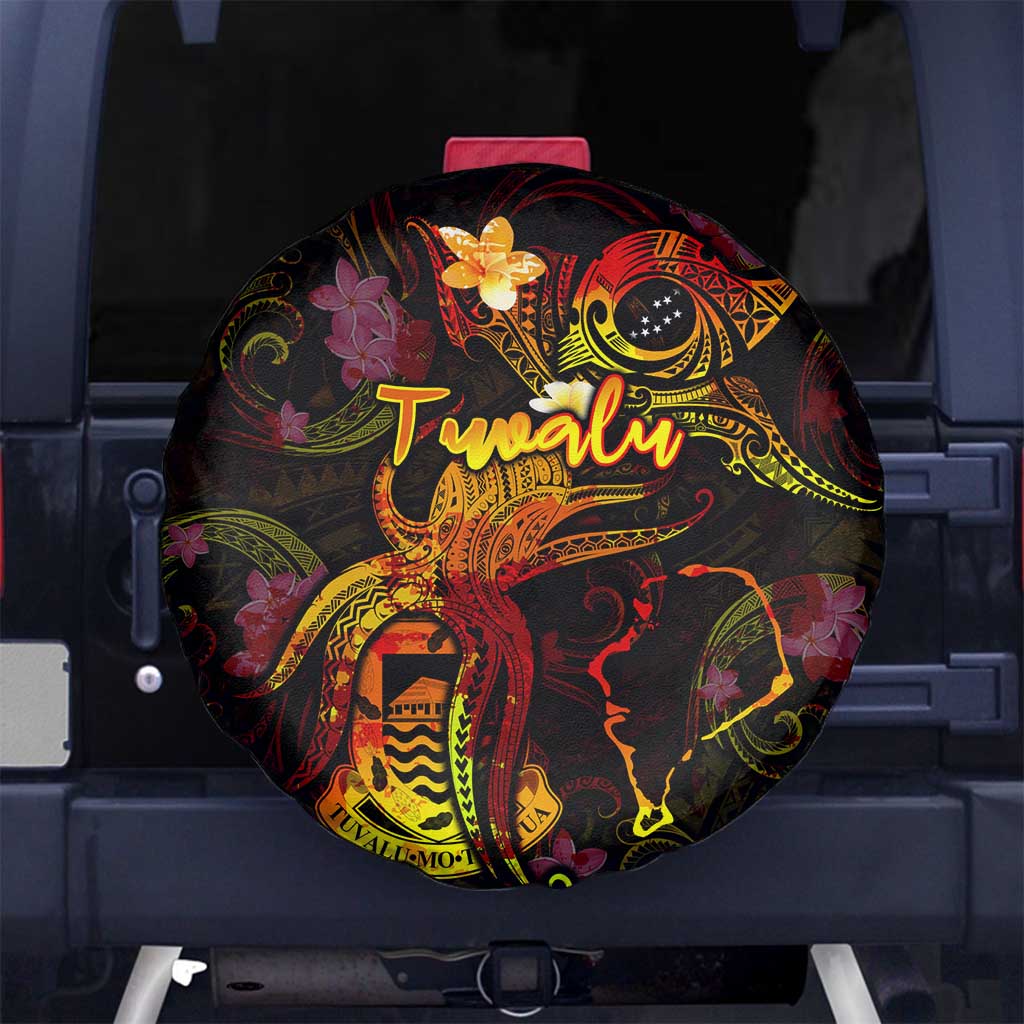 Tuvalu Spare Tire Cover Octopus Plumeria Polynesian Tattoo