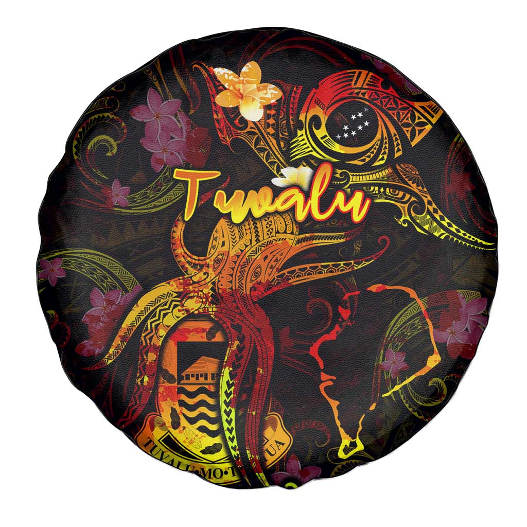 Tuvalu Spare Tire Cover Octopus Plumeria Polynesian Tattoo
