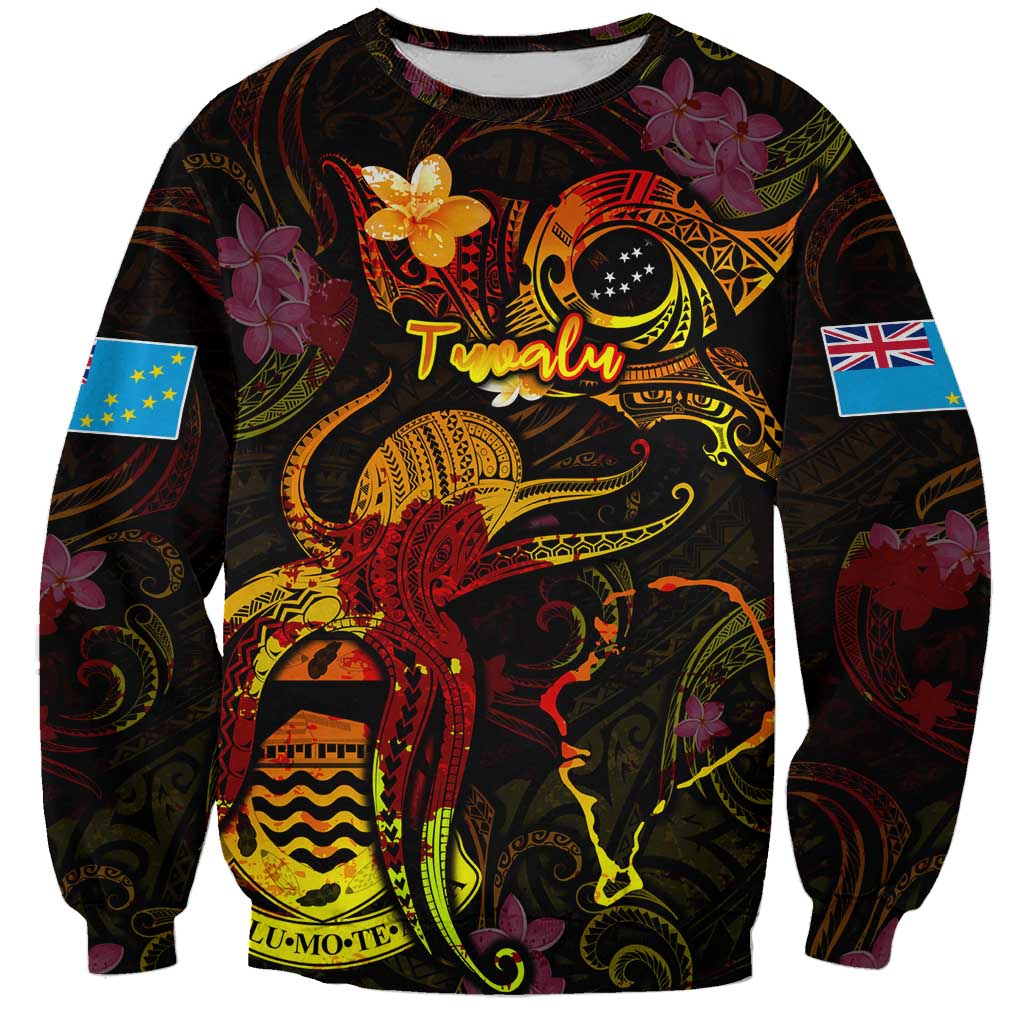 Tuvalu Sweatshirt Octopus Plumeria Polynesian Tattoo