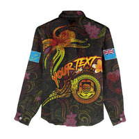 Tuvalu Women Casual Shirt Octopus Plumeria Polynesian Tattoo
