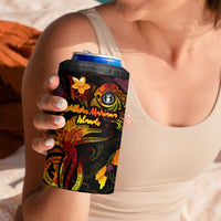Northern Mariana Islands 4 in 1 Can Cooler Tumbler Octopus Plumeria Polynesian Tattoo