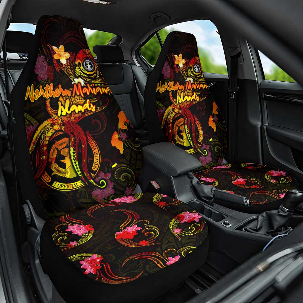Northern Mariana Islands Car Seat Cover Octopus Plumeria Polynesian Tattoo