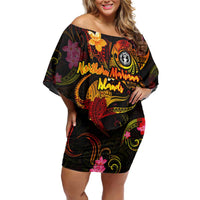 Northern Mariana Islands Family Matching Off Shoulder Short Dress and Hawaiian Shirt Octopus Plumeria Polynesian Tattoo