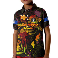 Northern Mariana Islands Kid Polo Shirt Octopus Plumeria Polynesian Tattoo