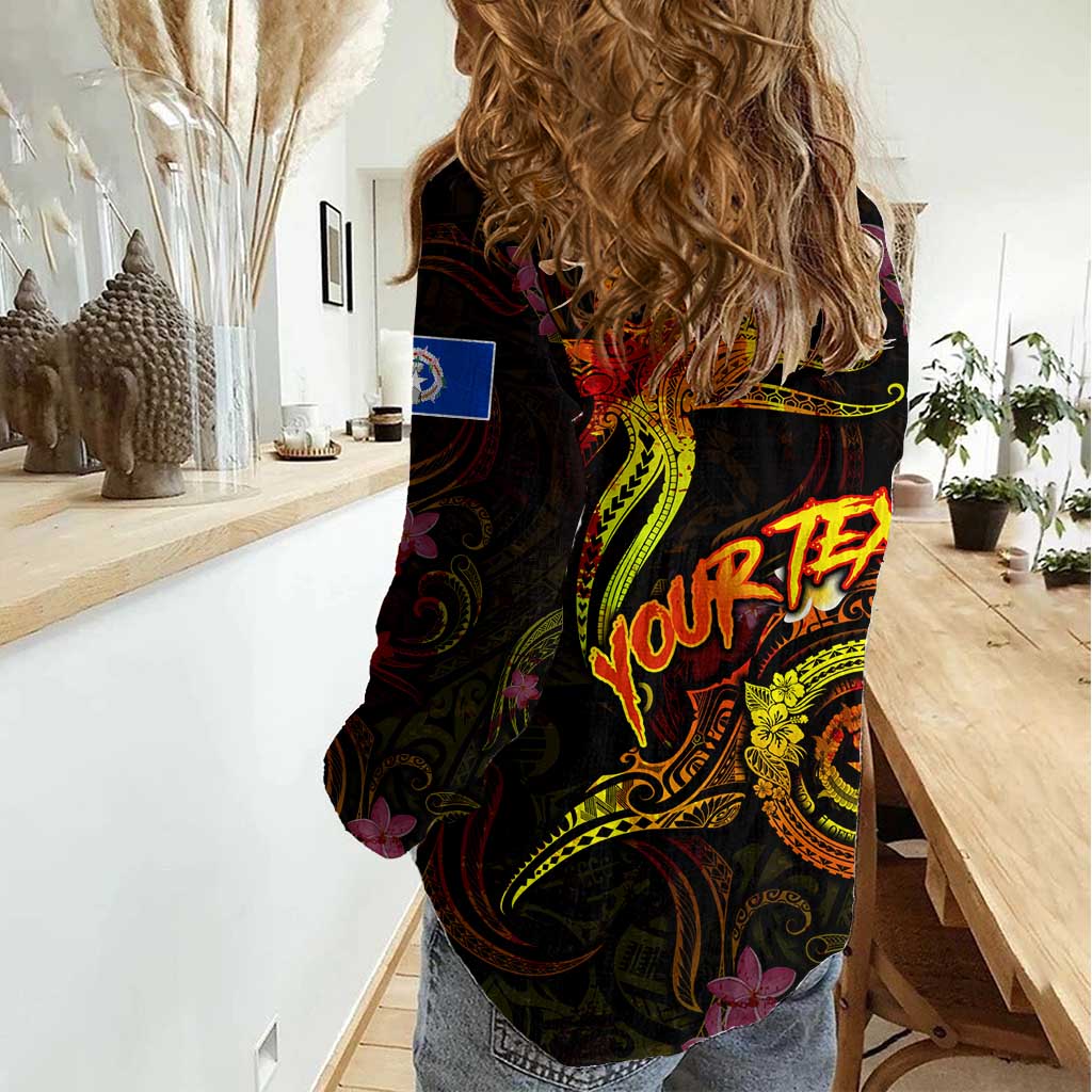 Northern Mariana Islands Women Casual Shirt Octopus Plumeria Polynesian Tattoo