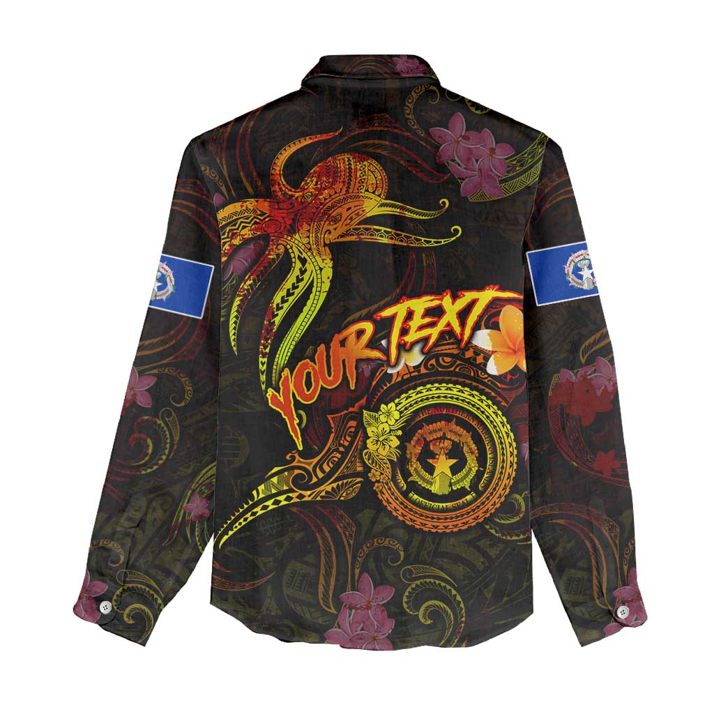 Northern Mariana Islands Women Casual Shirt Octopus Plumeria Polynesian Tattoo