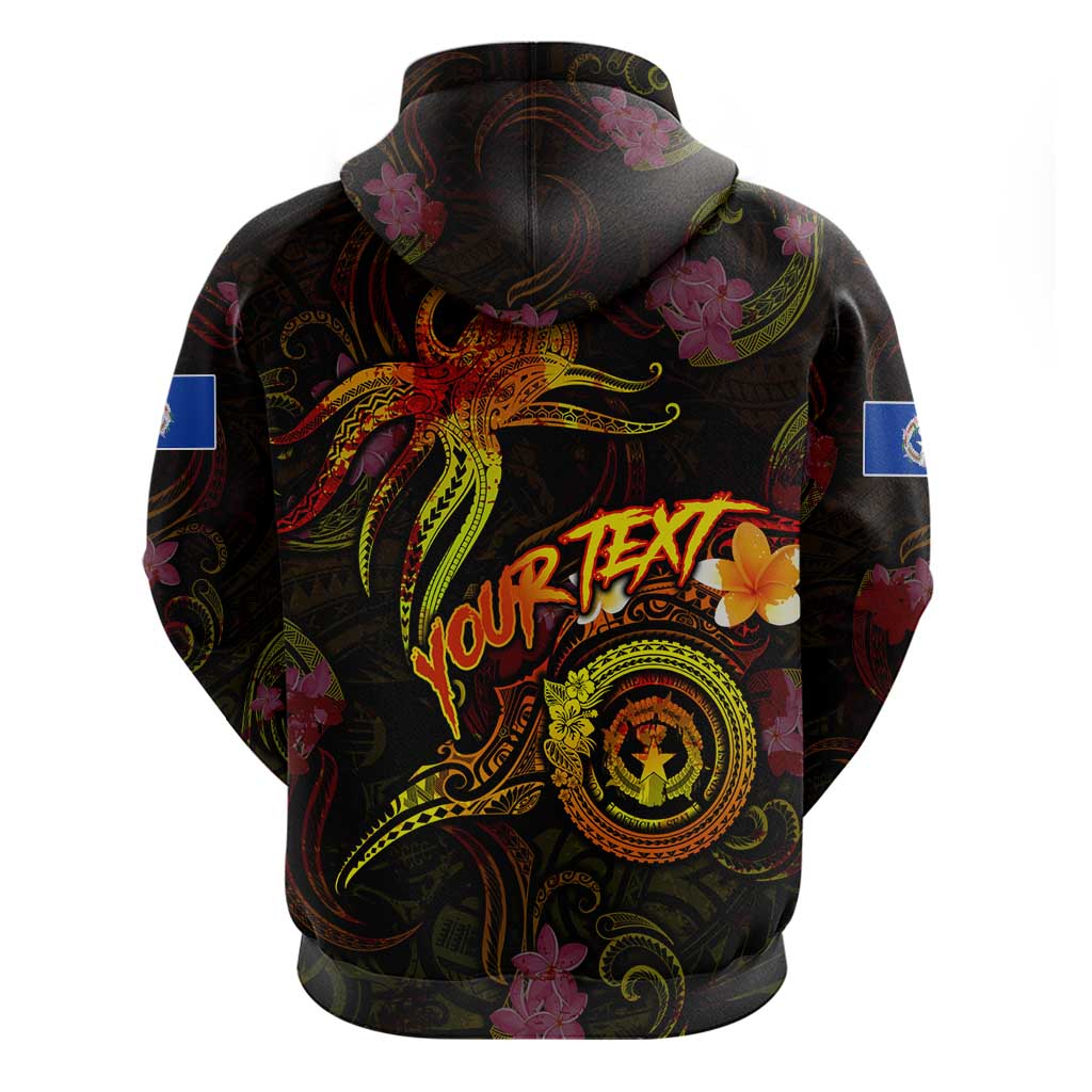 Northern Mariana Islands Zip Hoodie Octopus Plumeria Polynesian Tattoo