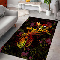Marshall Islands Area Rug Octopus Plumeria Polynesian Tattoo