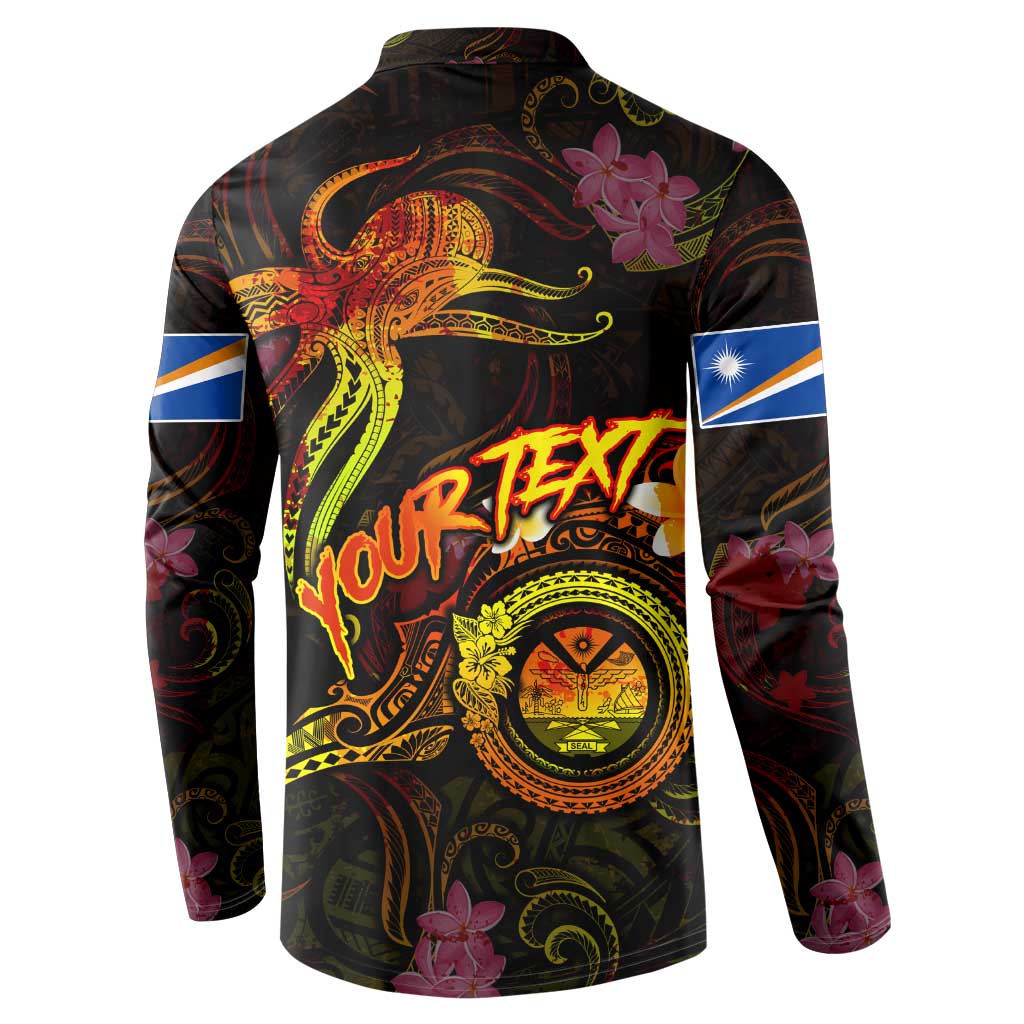 Marshall Islands Button Sweatshirt Octopus Plumeria Polynesian Tattoo