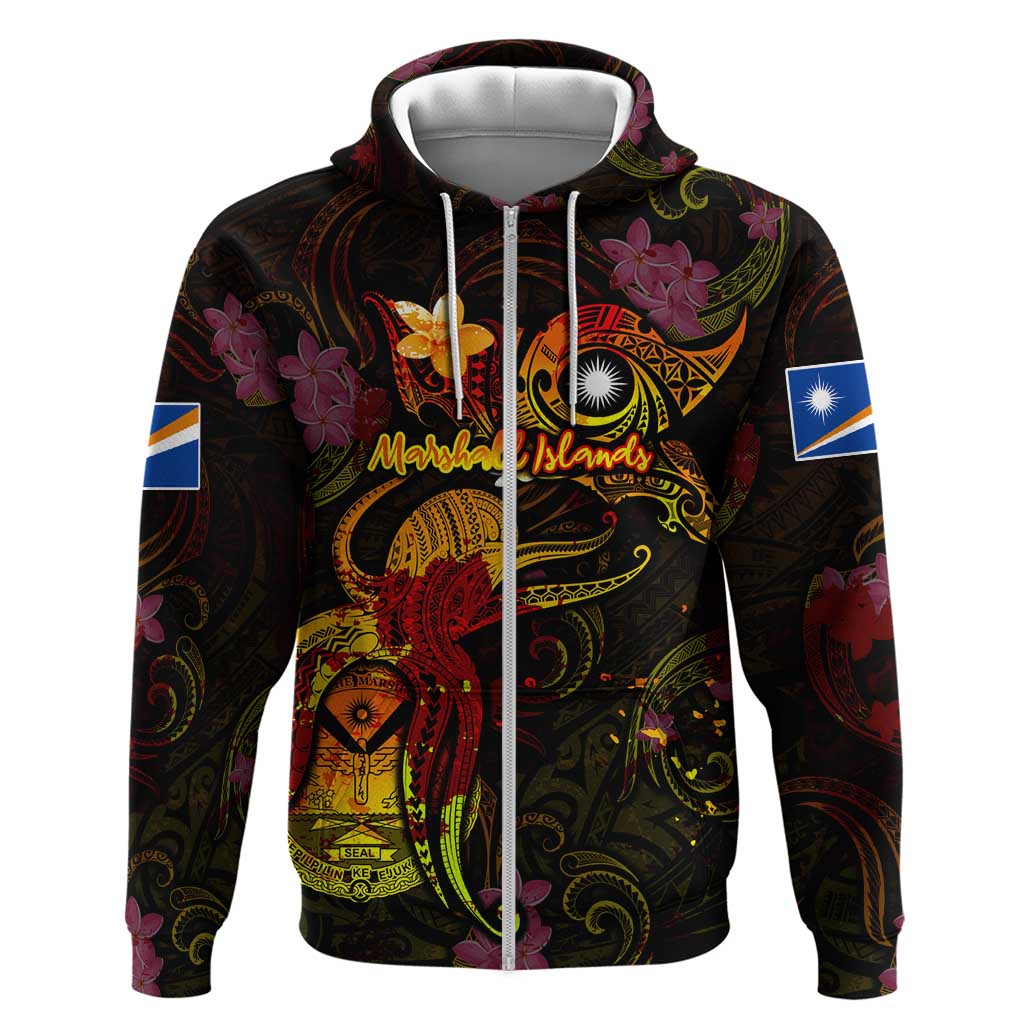 Marshall Islands Hoodie Octopus Plumeria Polynesian Tattoo