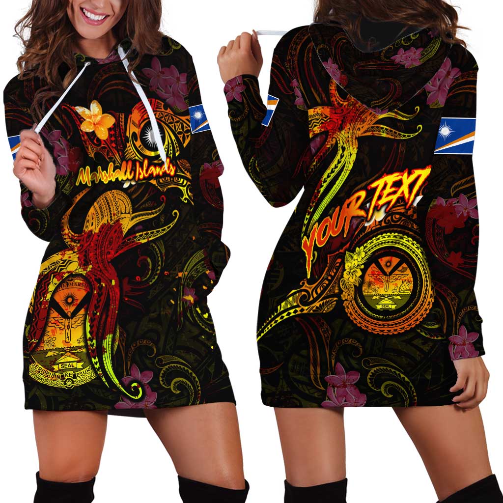 Marshall Islands Hoodie Dress Octopus Plumeria Polynesian Tattoo