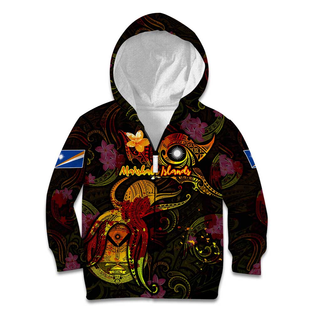 Marshall Islands Kid Hoodie Octopus Plumeria Polynesian Tattoo