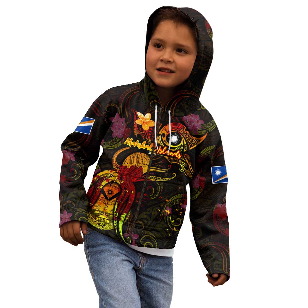Marshall Islands Kid Hoodie Octopus Plumeria Polynesian Tattoo