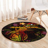 Marshall Islands Round Carpet Octopus Plumeria Polynesian Tattoo