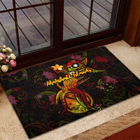 Marshall Islands Rubber Doormat Octopus Plumeria Polynesian Tattoo