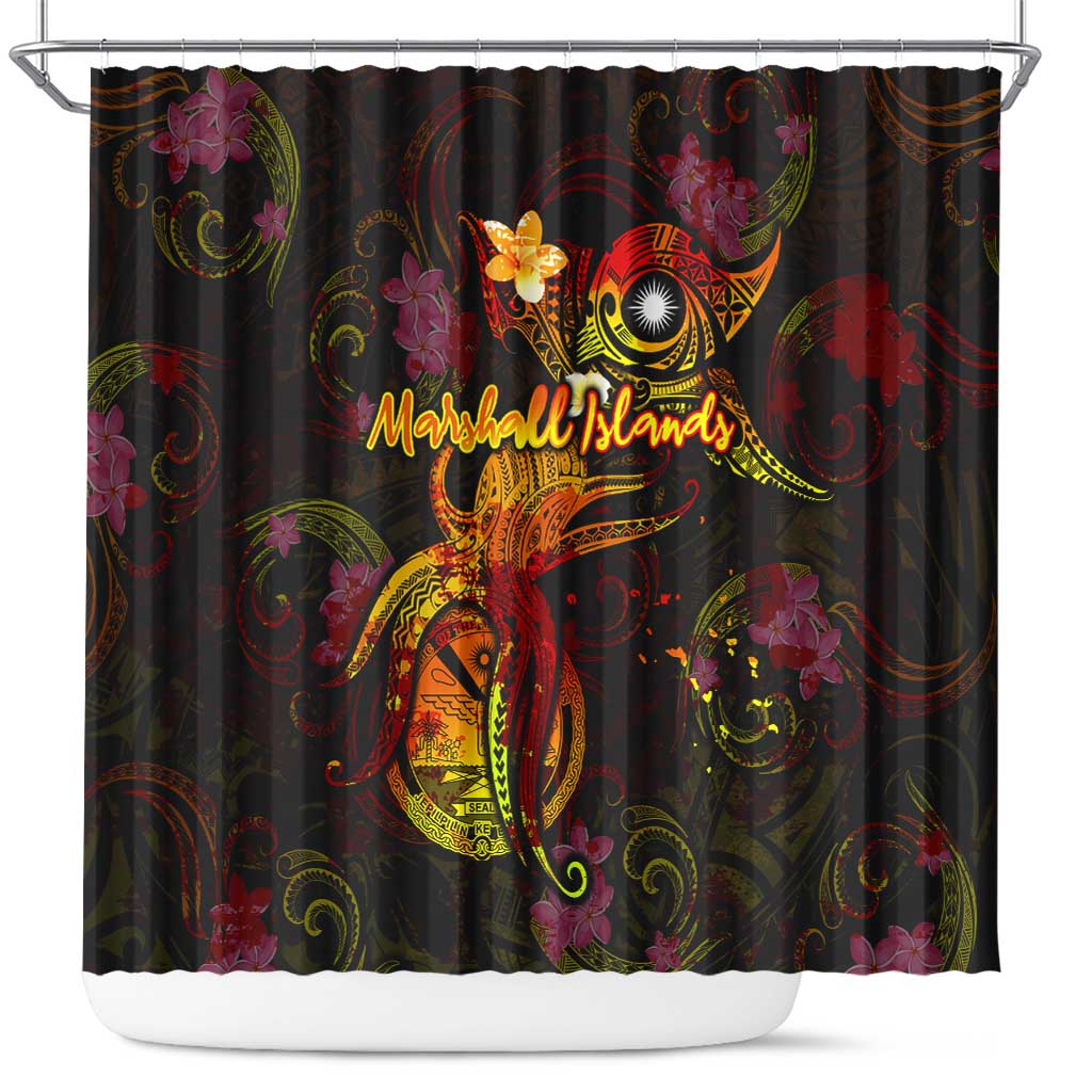 Marshall Islands Shower Curtain Octopus Plumeria Polynesian Tattoo