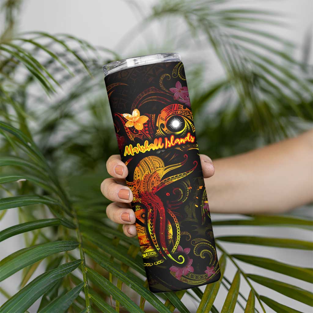 Marshall Islands Skinny Tumbler Octopus Plumeria Polynesian Tattoo