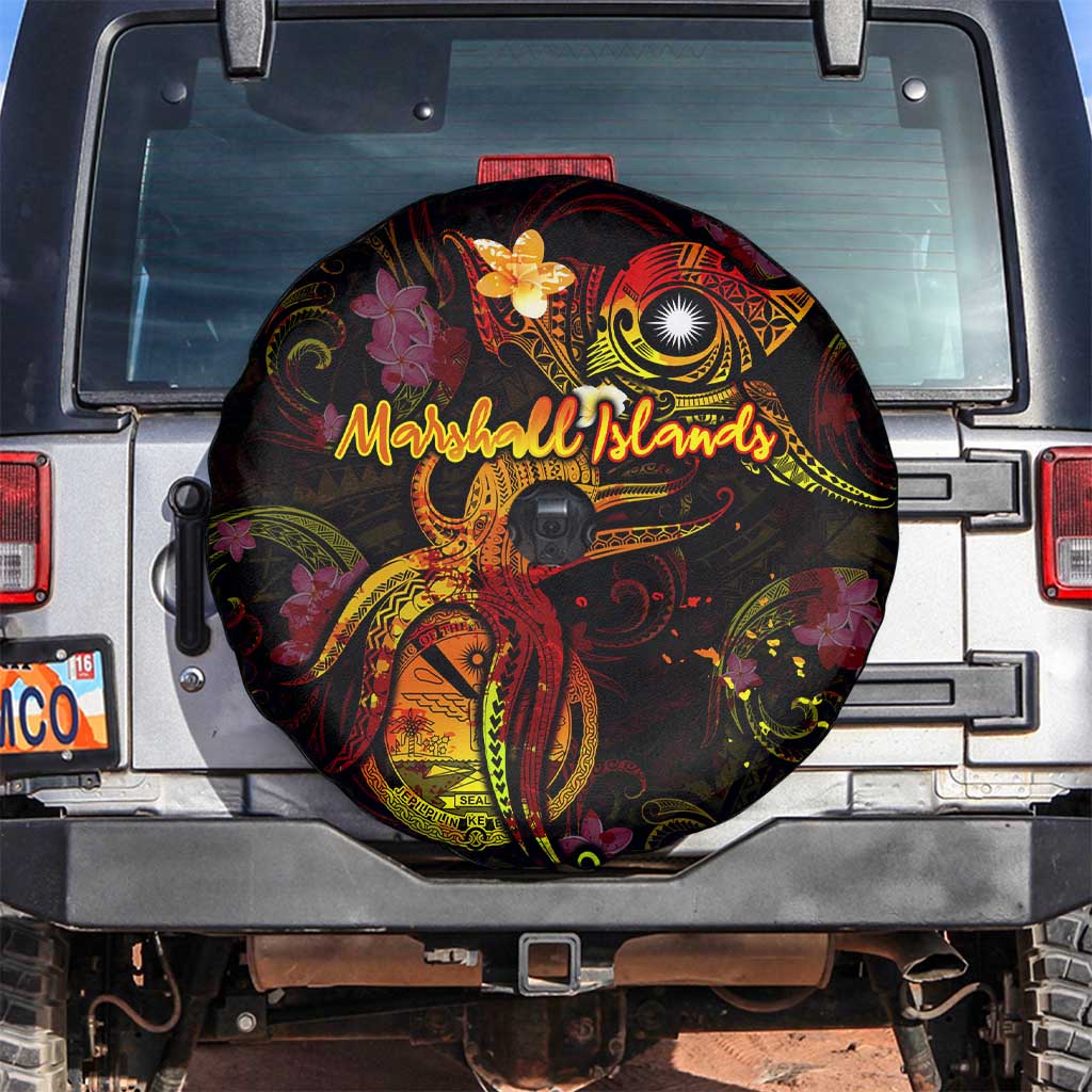 Marshall Islands Spare Tire Cover Octopus Plumeria Polynesian Tattoo