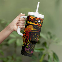 Marshall Islands Tumbler With Handle Octopus Plumeria Polynesian Tattoo