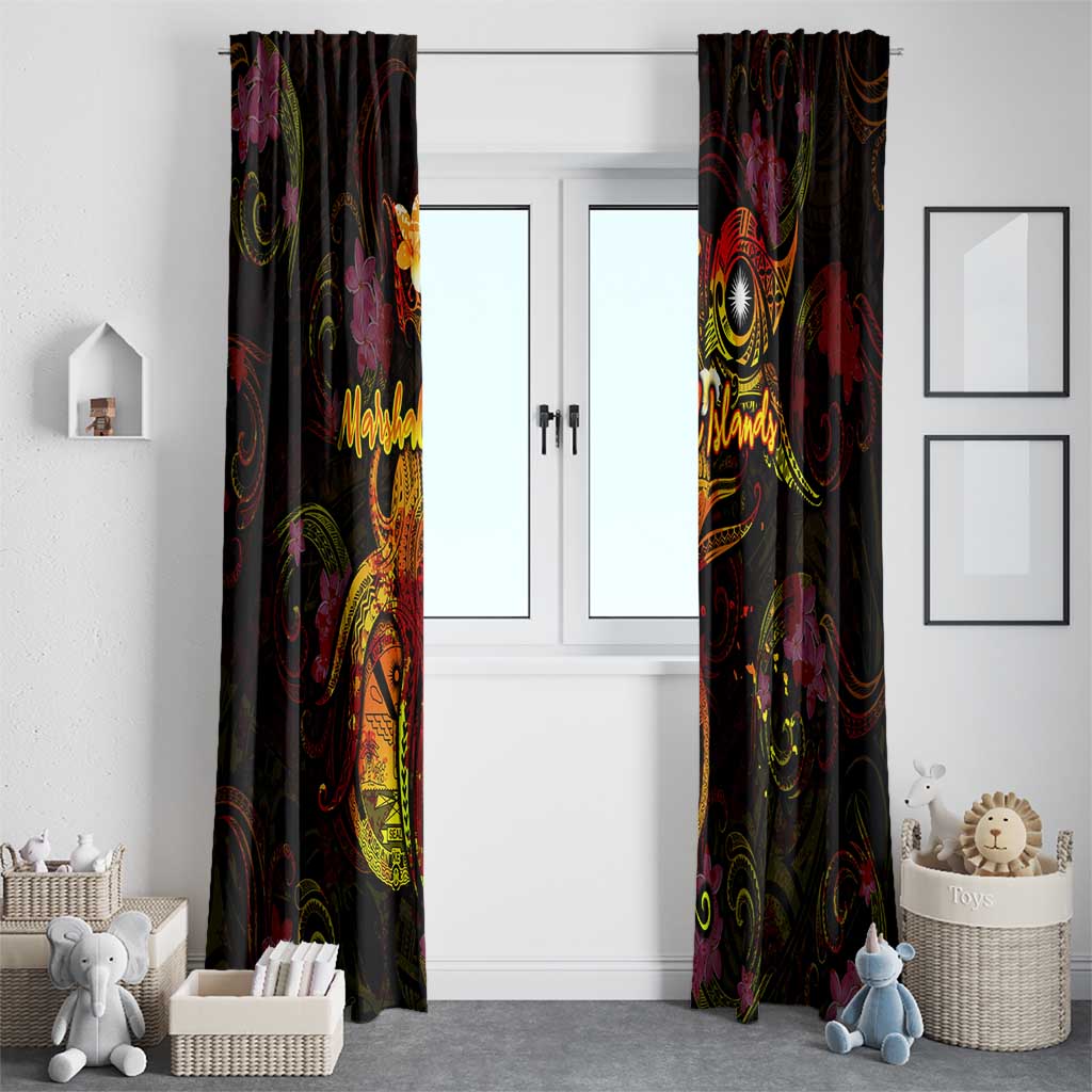 Marshall Islands Window Curtain Octopus Plumeria Polynesian Tattoo