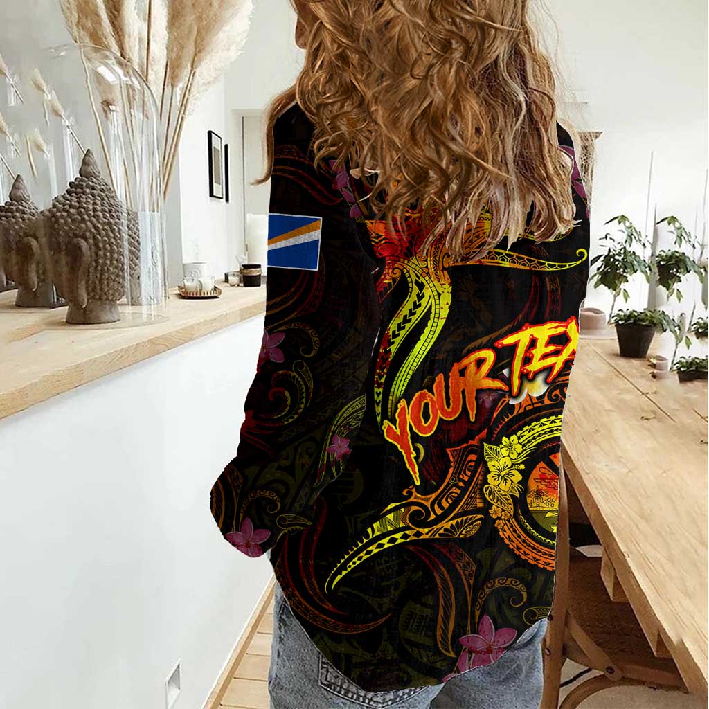 Marshall Islands Women Casual Shirt Octopus Plumeria Polynesian Tattoo