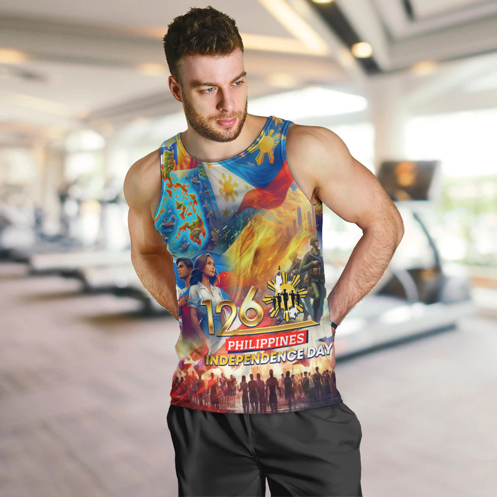 Custom The Philippines 126th Independence Anniversary Men Tank Top Art Style DT02 Art - Polynesian Pride