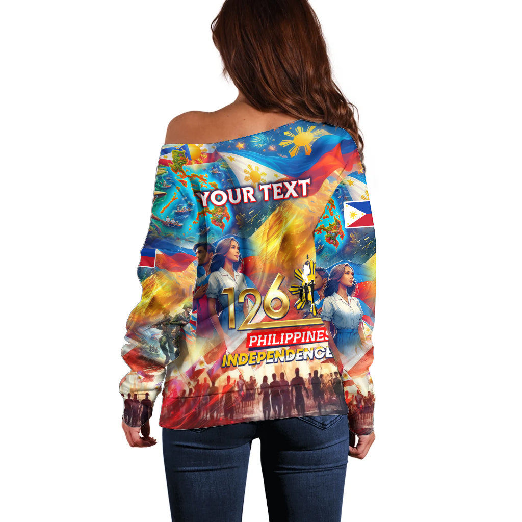 Custom The Philippines 126th Independence Anniversary Off Shoulder Sweater Art Style DT02 - Polynesian Pride