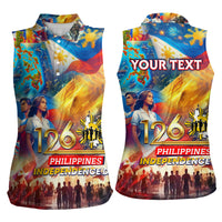 Custom The Philippines 126th Independence Anniversary Women Sleeveless Polo Shirt Art Style