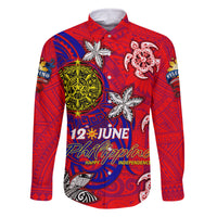 Personalized Philippines 12 June Independence Day Family Matching Off Shoulder Maxi Dress and Hawaiian Shirt Polynesian Turtle Plumeria